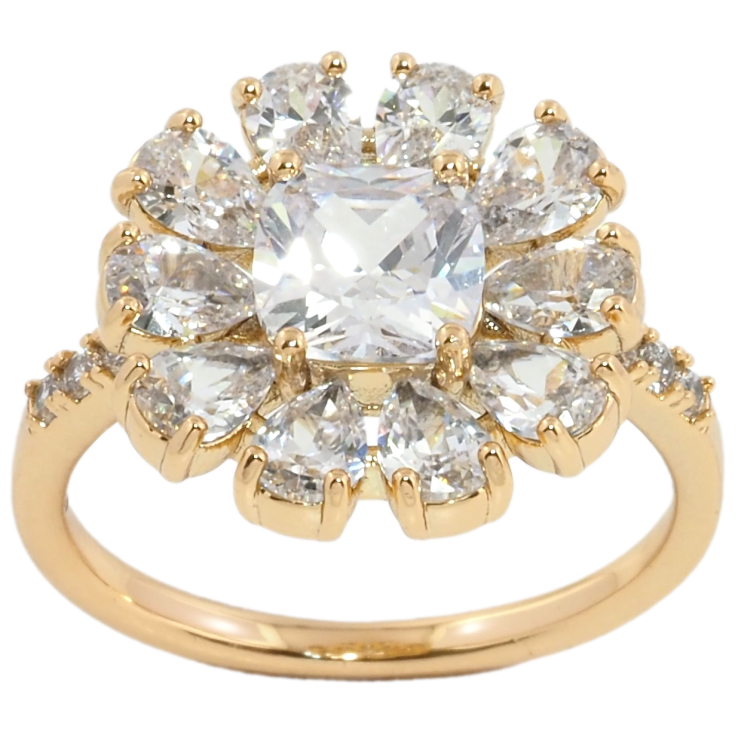 Каблучка Xuping Позолота 18K Кристальна квітка фото №14