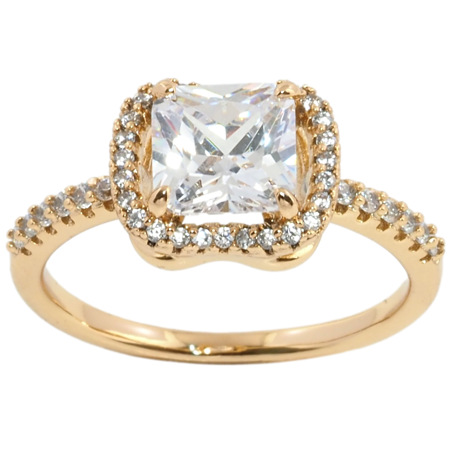 Кольцо Xuping Позолота 18K Фианит в обрамлении циркония фото №1 Кольцо Xuping Позолота 18K Фианит в обрамлении циркония фото №1