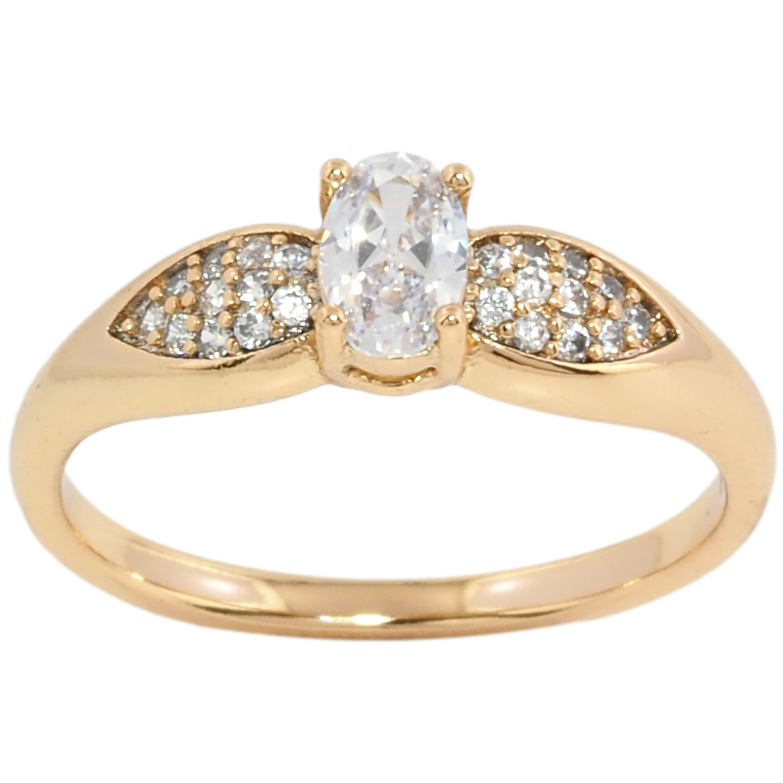 Кольцо Xuping Позолота 18K Фианит с лепестками фото №1 Кольцо Xuping Позолота 18K Фианит с лепестками фото №1