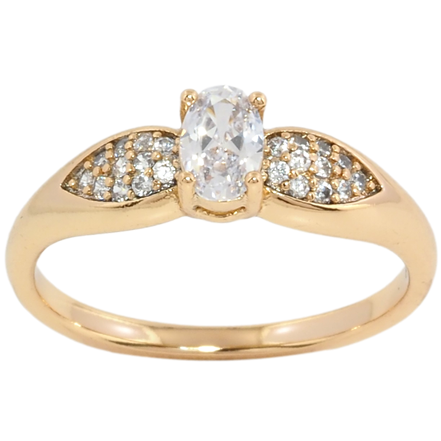 Каблучка Xuping Позолота 18K Фіаніт з пелюстками фото №1 Каблучка Xuping Позолота 18K Фіаніт з пелюстками фото №1