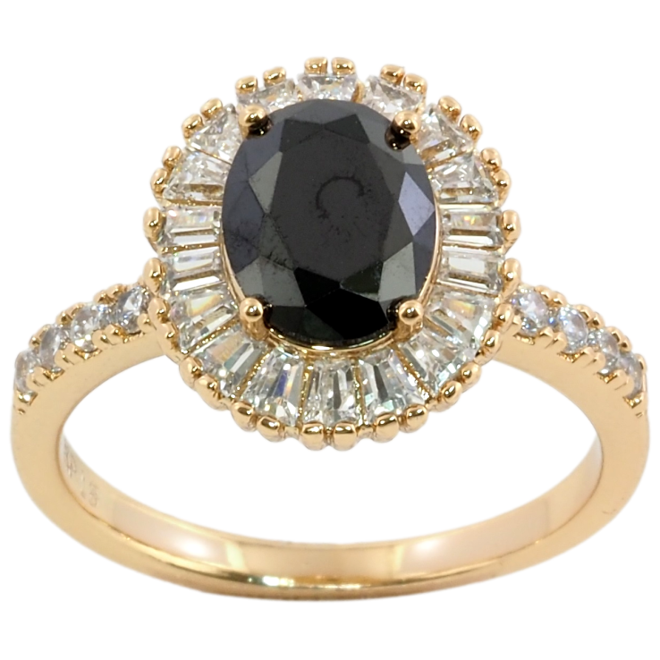 Каблучка Xuping Позолота 18K Чорний фіаніт в обрамленні цирконію фото №9