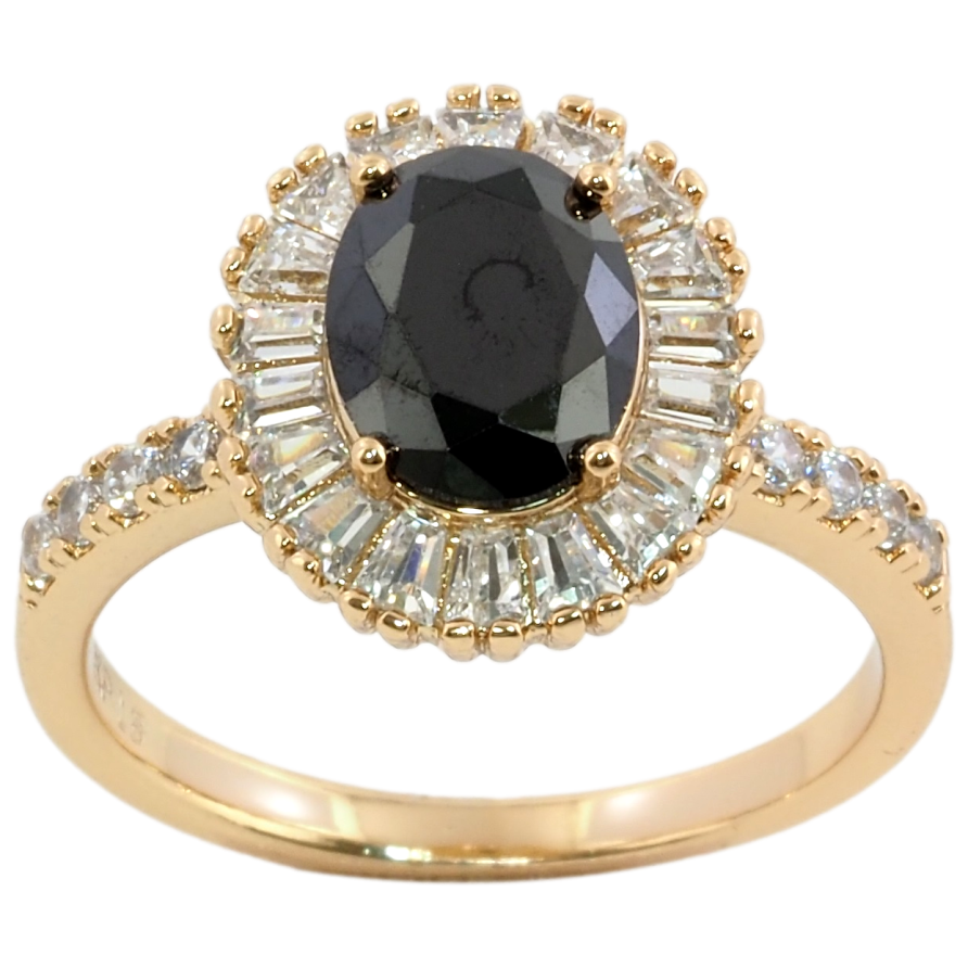 Каблучка Xuping Позолота 18K Чорний фіаніт в обрамленні цирконію фото №1 Каблучка Xuping Позолота 18K Чорний фіаніт в обрамленні цирконію фото №1