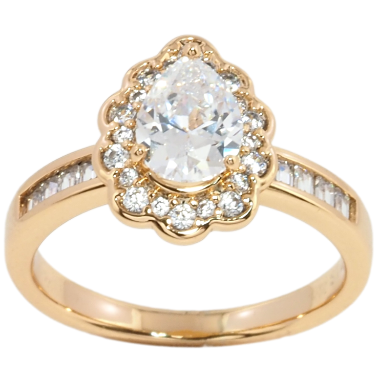 Каблучка Xuping Позолота 18K Кришталева крапелька фото №3 Каблучка Xuping Позолота 18K Кришталева крапелька фото №3