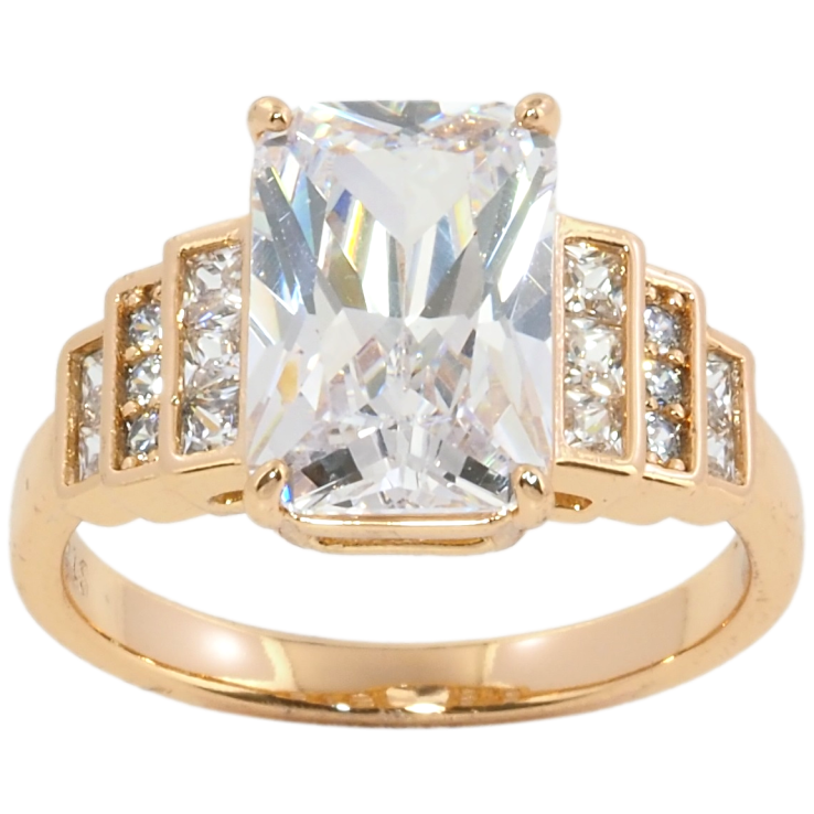 Каблучка Xuping Позолота 18K Крупний фіаніт з доріжками цирконію фото №13