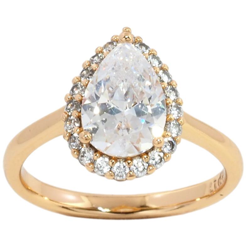 Каблучка Xuping Позолота 18K Кришталева крапелька фото №2 Каблучка Xuping Позолота 18K Кришталева крапелька фото №2