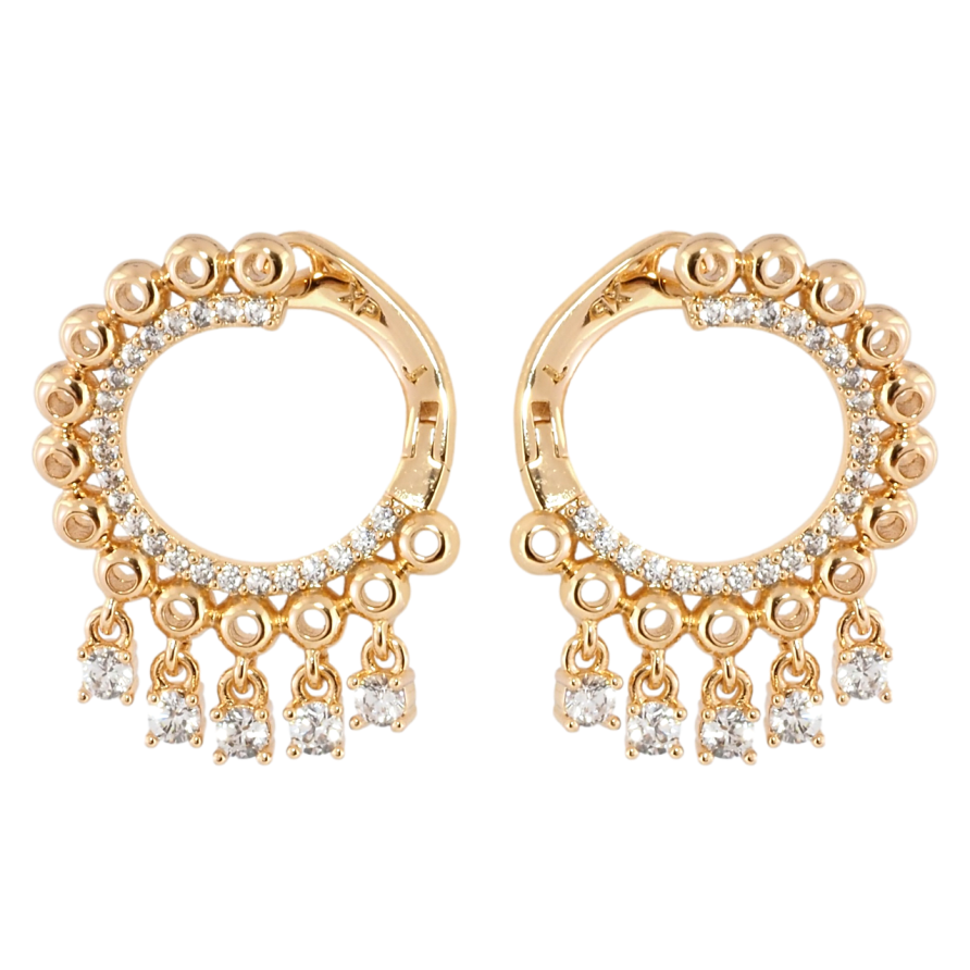 Серьги Xuping Позолота 18K английский замок Декоративные колечки с кристальными подвесками фото №1 Серьги Xuping Позолота 18K английский замок Декоративные колечки с кристальными подвесками фото №1