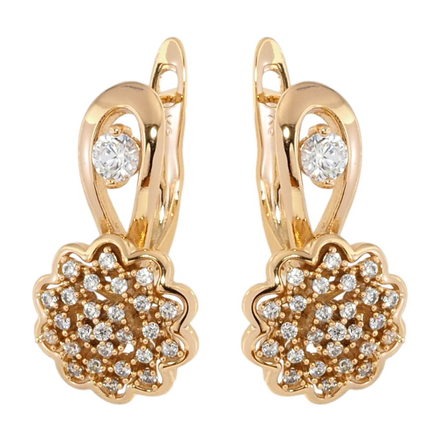 Серьги Xuping Позолота 18K английский замок Цветочки с инкрустацией цирконием фото №1 Серьги Xuping Позолота 18K английский замок Цветочки с инкрустацией цирконием фото №1
