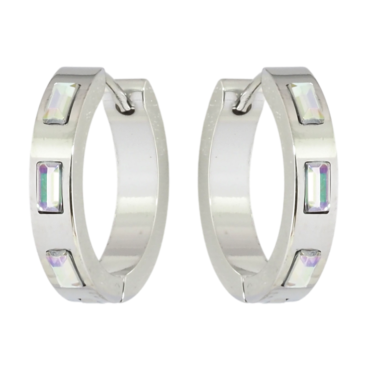 Серьги Xuping TTM Stainless Steel цвет Родий колечки Вставки радужные кристаллы фото №18