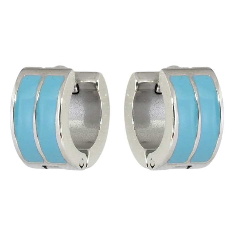Сережки Xuping TTM Stainless Steel колір Родій колечка Візерунок бірюзовою емаллю фото №10 Сережки Xuping TTM Stainless Steel колір Родій колечка Візерунок бірюзовою емаллю фото №10