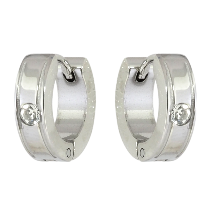 Серьги Xuping TTM Stainless Steel цвет Родий колечки Узор с вставкой цирконием фото №8