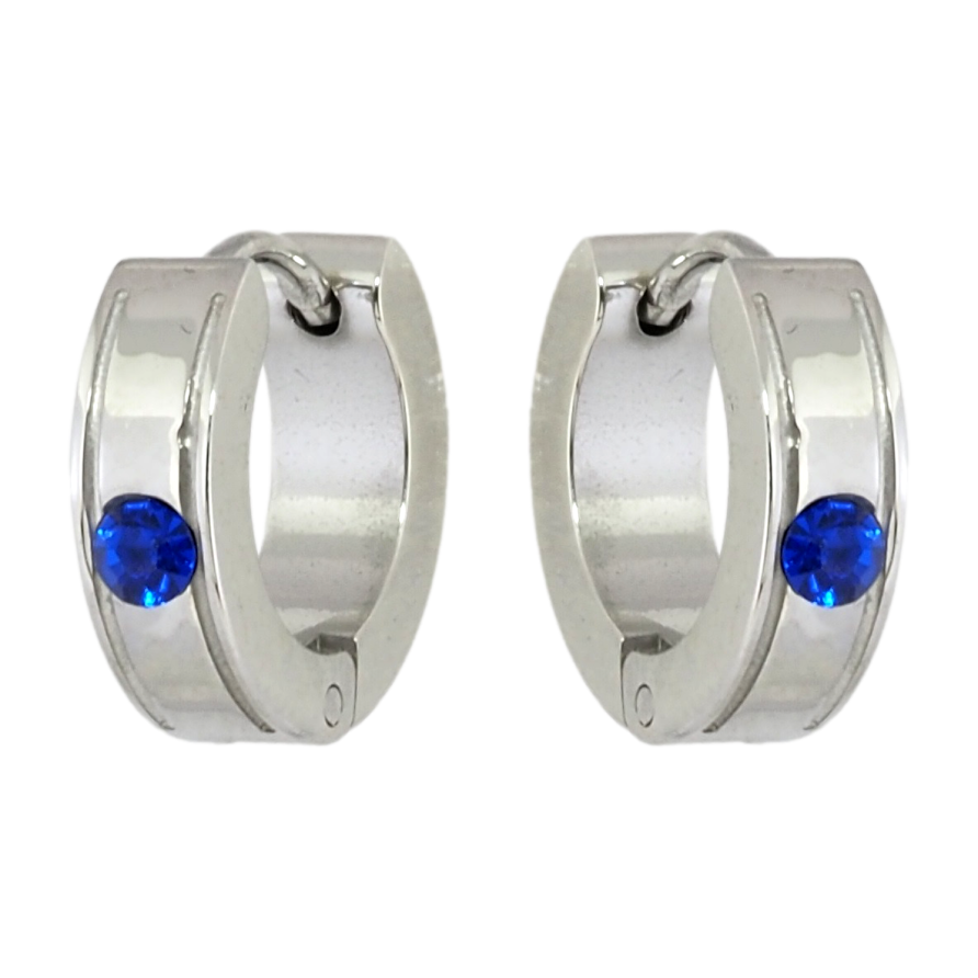 Серьги Xuping TTM Stainless Steel цвет Родий колечки Узор с вставкой синий цирконий фото №1 Серьги Xuping TTM Stainless Steel цвет Родий колечки Узор с вставкой синий цирконий фото №1