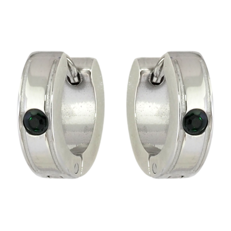 Сережки Xuping TTM Stainless Steel колір Родій колечка Візерунок з вставкою зелений цирконій фото №1 Сережки Xuping TTM Stainless Steel колір Родій колечка Візерунок з вставкою зелений цирконій фото №1