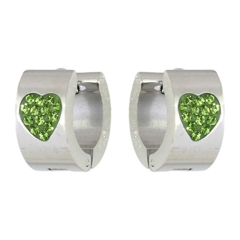 Сережки Xuping TTM Stainless Steel колір Родій колечка Візерунок серця із зеленого цирконію фото №9 Сережки Xuping TTM Stainless Steel колір Родій колечка Візерунок серця із зеленого цирконію фото №9
