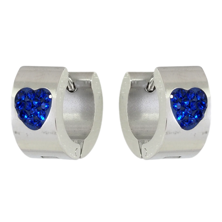 Серьги Xuping TTM Stainless Steel цвет Родий колечки Узор сердечки из синего циркония фото №11