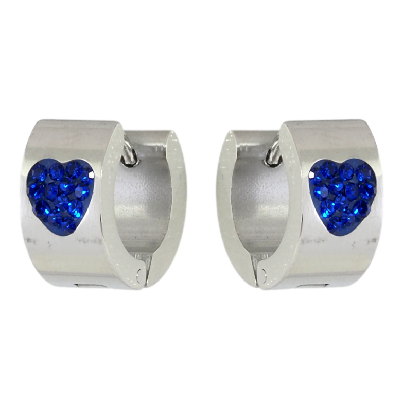 Серьги Xuping TTM Stainless Steel цвет Родий колечки Узор сердечки из синего циркония фото №2 Серьги Xuping TTM Stainless Steel цвет Родий колечки Узор сердечки из синего циркония фото №2