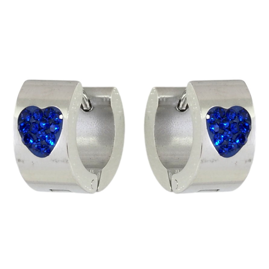 Серьги Xuping TTM Stainless Steel цвет Родий колечки Узор сердечки из синего циркония фото №1 Серьги Xuping TTM Stainless Steel цвет Родий колечки Узор сердечки из синего циркония фото №1