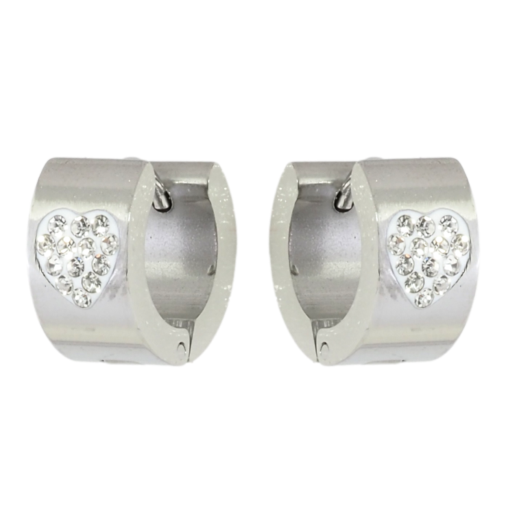 Серьги Xuping TTM Stainless Steel цвет Родий колечки Узор сердечки из циркония фото №4