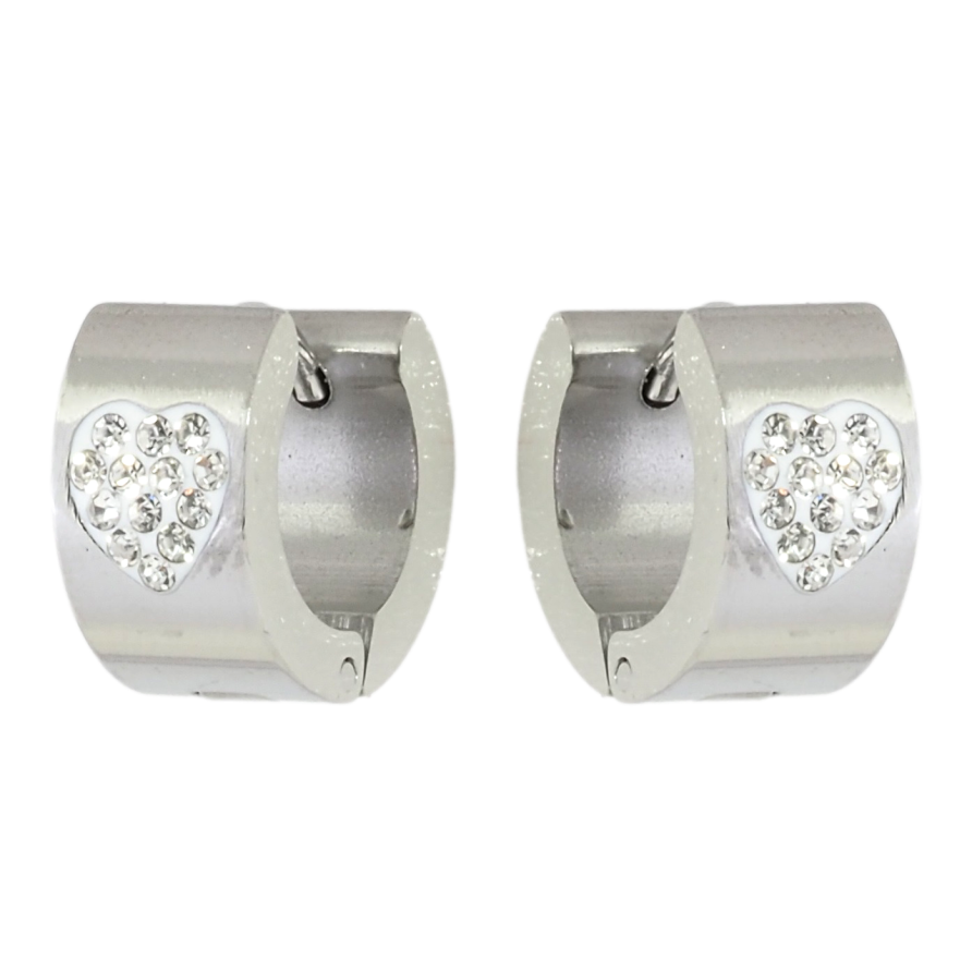 Серьги Xuping TTM Stainless Steel цвет Родий колечки Узор сердечки из циркония фото №1 Серьги Xuping TTM Stainless Steel цвет Родий колечки Узор сердечки из циркония фото №1