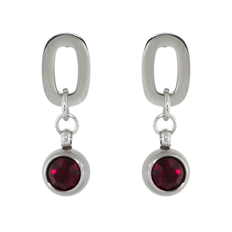 Серьги Xuping TTM Stainless Steel цвет Родий пусеты Подвески с красными кристаллами фото №24