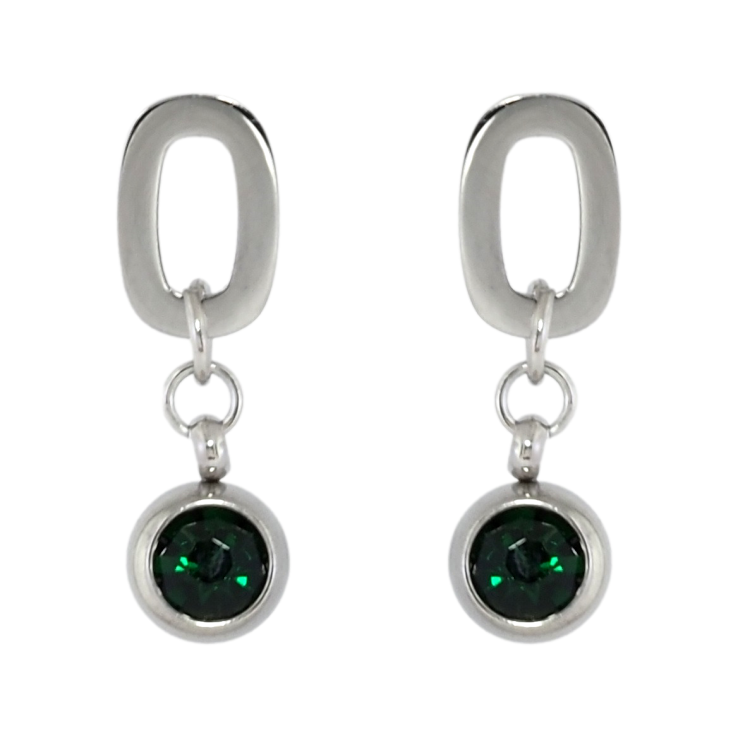 Серьги Xuping TTM Stainless Steel цвет Родий пусеты Подвески с зелеными кристаллами фото №5 Серьги Xuping TTM Stainless Steel цвет Родий пусеты Подвески с зелеными кристаллами фото №5