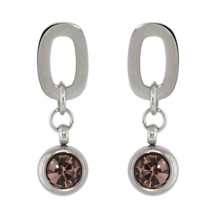 Серьги Xuping TTM Stainless Steel цвет Родий пусеты Подвески с розовыми кристаллами фото №11