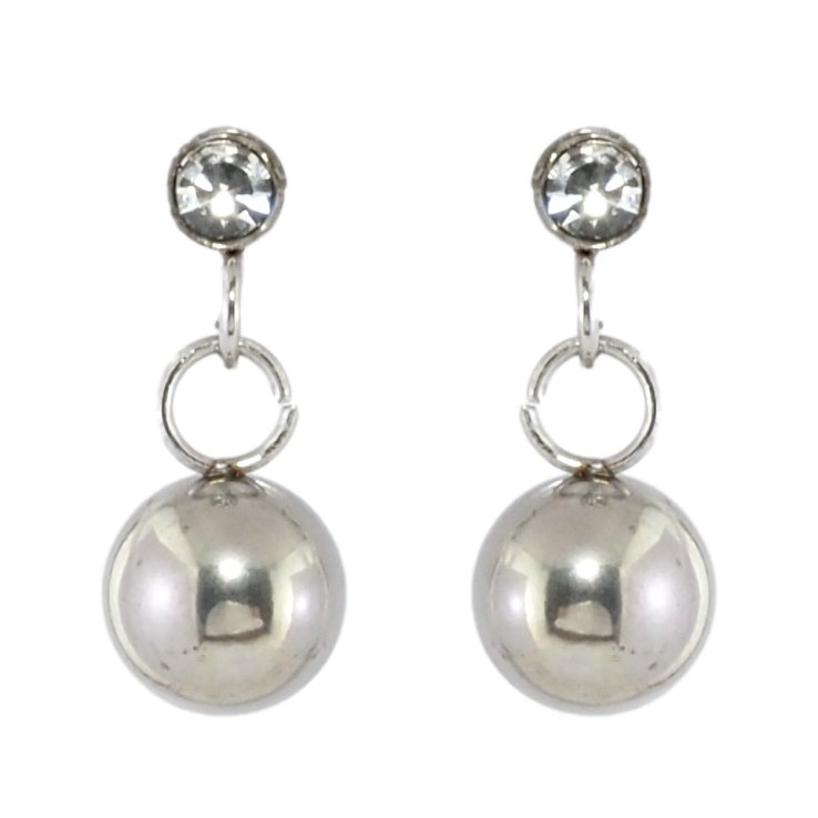 Серьги Xuping TTM Stainless Steel цвет Родий пусеты Подвески шарики на кристаллах фото №17