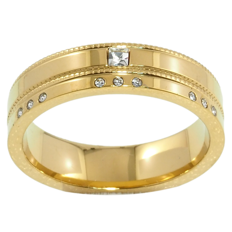 Кольцо Xuping TTM Stainless Steel Цвет 14К Узор с цирконием, шир. 5.5мм фото №1 Кольцо Xuping TTM Stainless Steel Цвет 14К Узор с цирконием, шир. 5.5мм фото №1