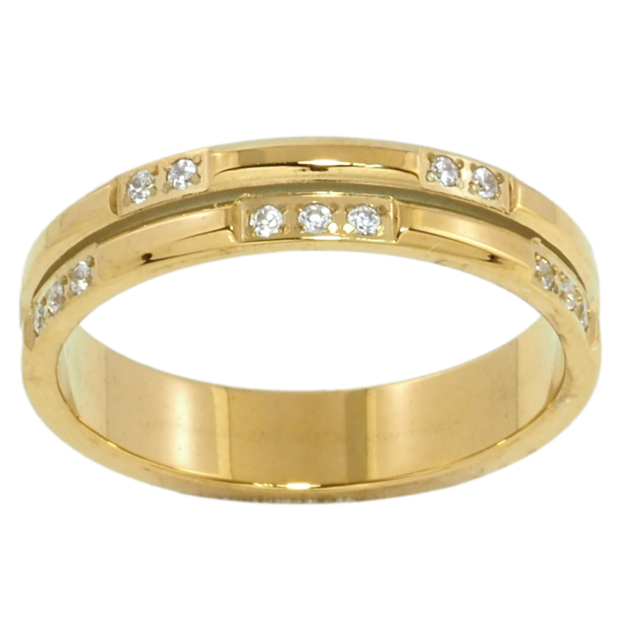 Кольцо Xuping TTM Stainless Steel Цвет 14К Узор с цирконием, шир. 4мм фото №1 Кольцо Xuping TTM Stainless Steel Цвет 14К Узор с цирконием, шир. 4мм фото №1