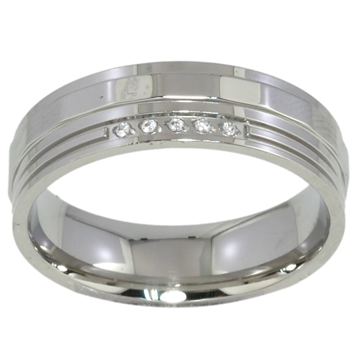 Каблучка Xuping TTM Stainless Steel Колір Родій Візерунок з цирконієм. шир. 6мм фото №13