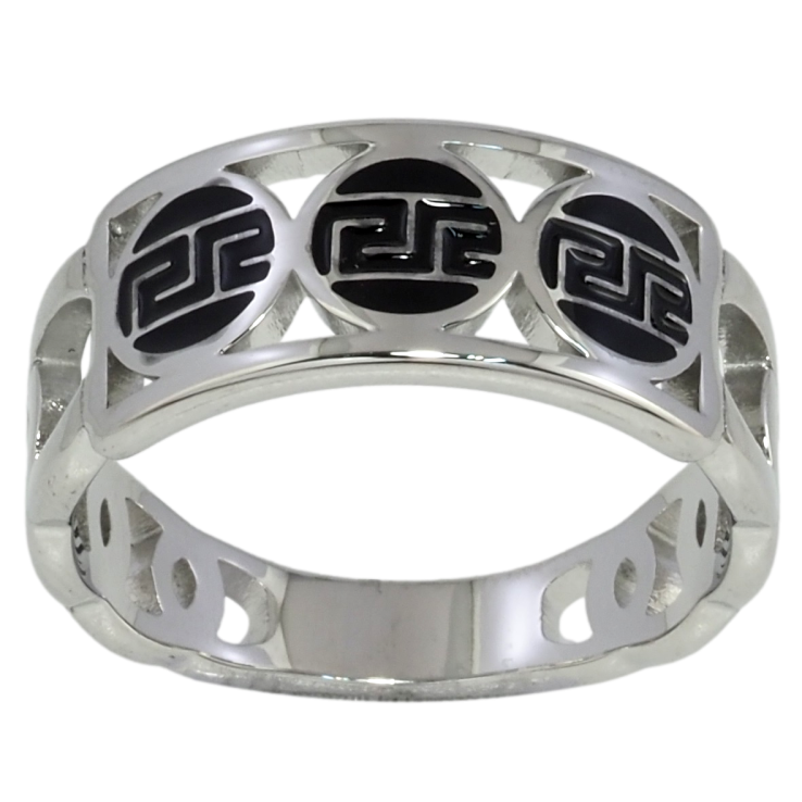 Каблучка Xuping TTM Stainless Steel Колір Родій Декоративний візерунок із чорною емаллю фото №11