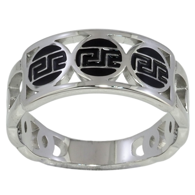 Каблучка Xuping TTM Stainless Steel Колір Родій Декоративний візерунок із чорною емаллю фото №2 Каблучка Xuping TTM Stainless Steel Колір Родій Декоративний візерунок із чорною емаллю фото №2