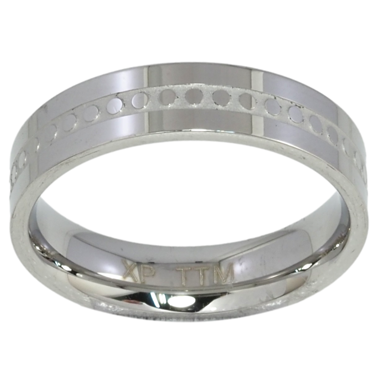 Кольцо Xuping TTM Stainless Steel Цвет Родий Обручальное с узором, шир. 5мм фото №21