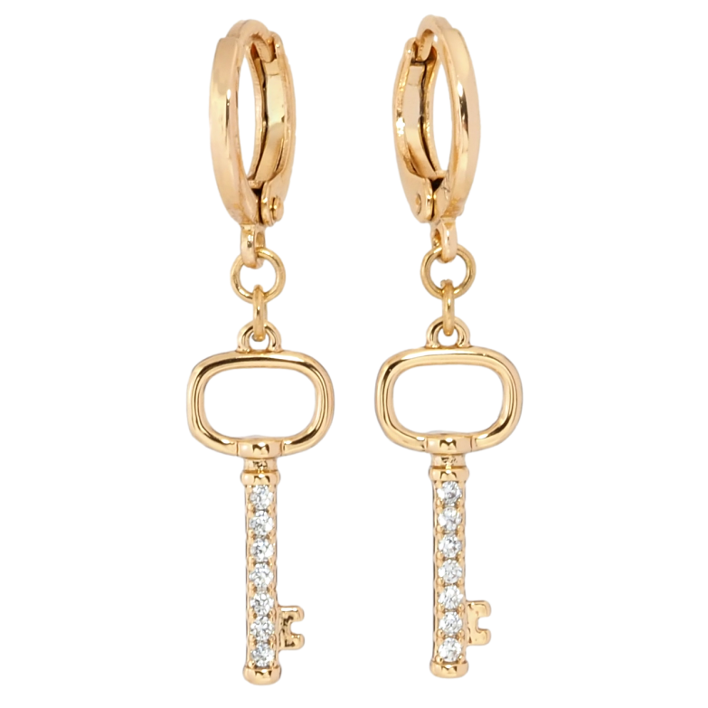 Сережки Xuping Позолота 18K підвіски на колечках Ключики з цирконієм на один бік фото №15 Сережки Xuping Позолота 18K підвіски на колечках Ключики з цирконієм на один бік фото №15