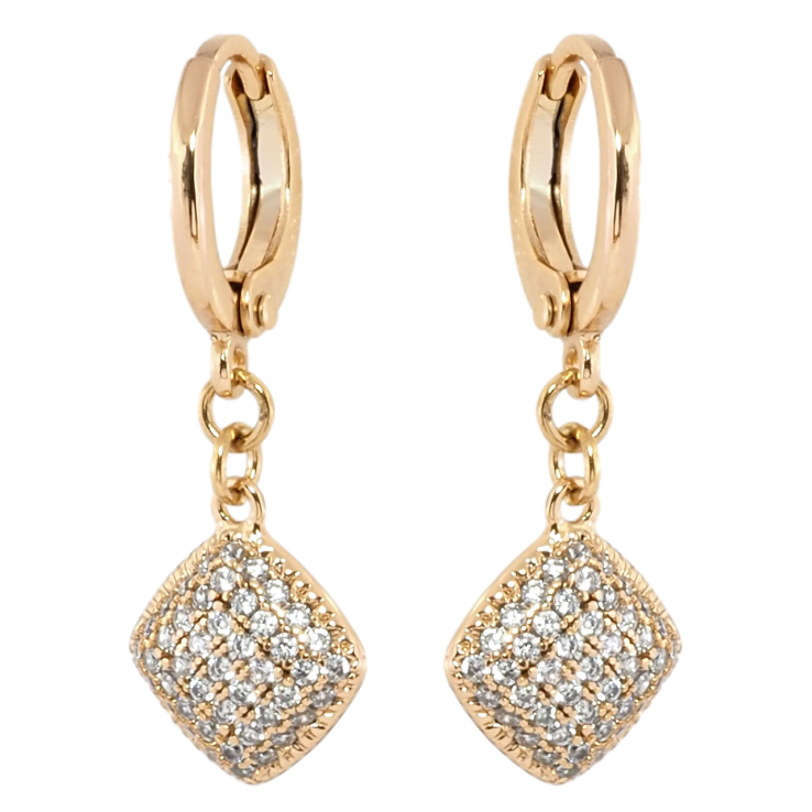 Серьги Xuping Позолота 18K подвески на колечках Ромбовые подвески с инкрустацией цирконием фото №12 Серьги Xuping Позолота 18K подвески на колечках Ромбовые подвески с инкрустацией цирконием фото №12