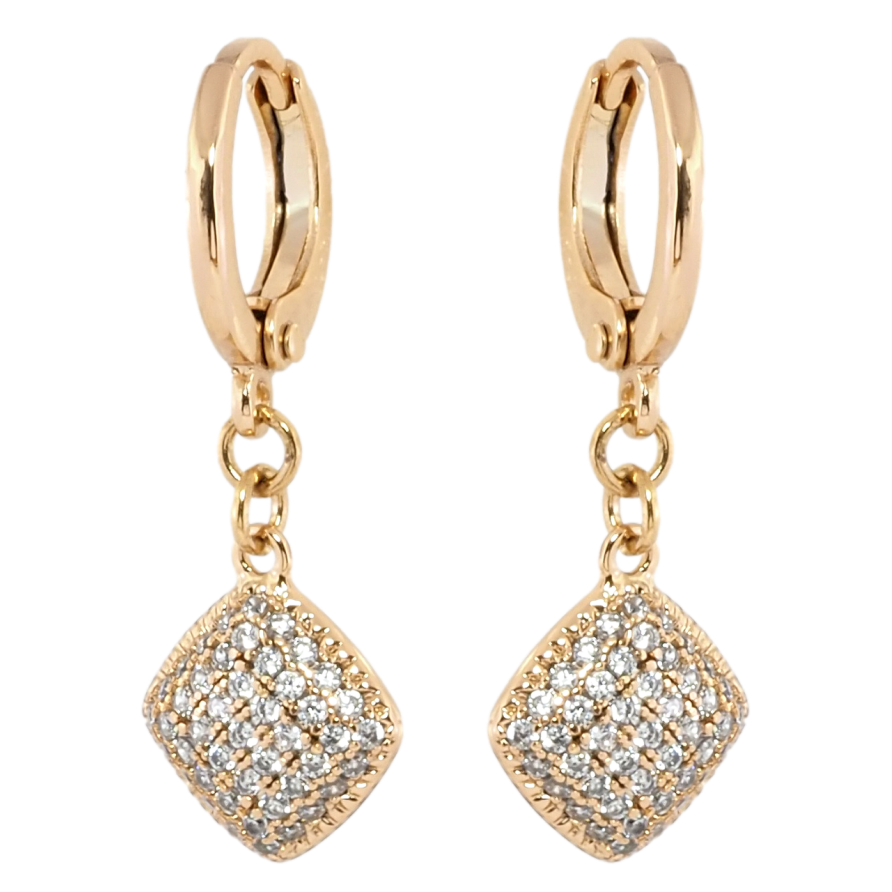 Серьги Xuping Позолота 18K подвески на колечках Ромбовые подвески с инкрустацией цирконием фото №1 Серьги Xuping Позолота 18K подвески на колечках Ромбовые подвески с инкрустацией цирконием фото №1