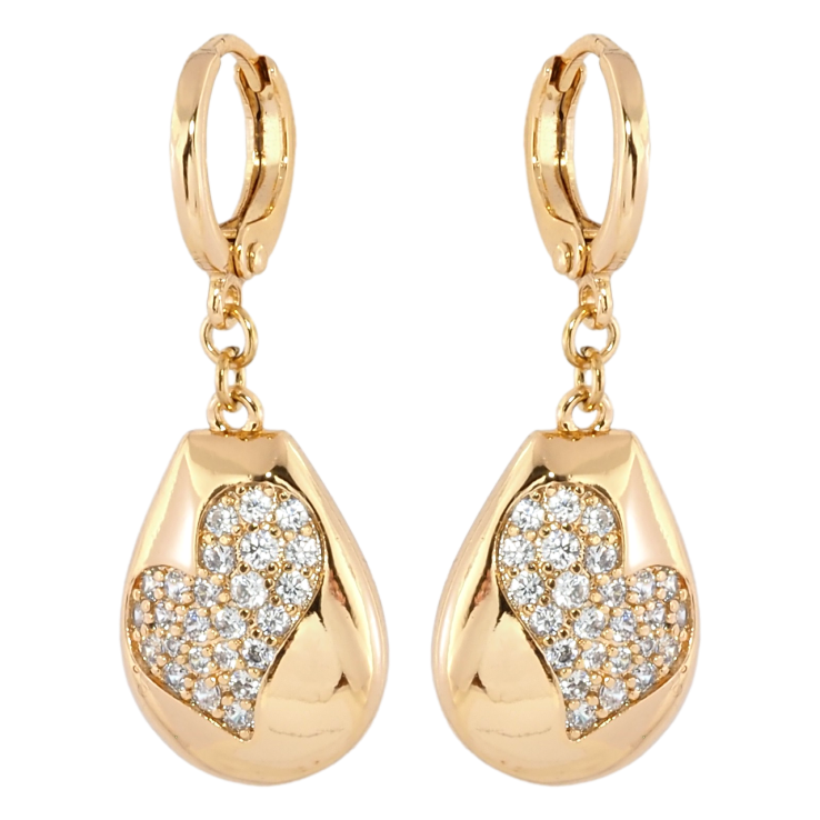 Серьги Xuping Позолота 18K подвески на колечках Сердечки с цирконием фото №24 Серьги Xuping Позолота 18K подвески на колечках Сердечки с цирконием фото №24
