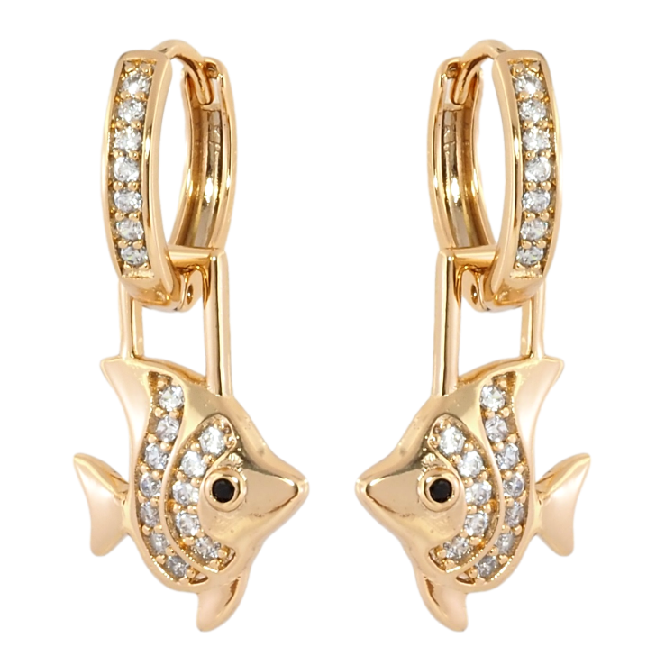 Серьги Xuping Позолота 18K подвески на колечках Рыбки 2 в 1 фото №15 Серьги Xuping Позолота 18K подвески на колечках Рыбки 2 в 1 фото №15