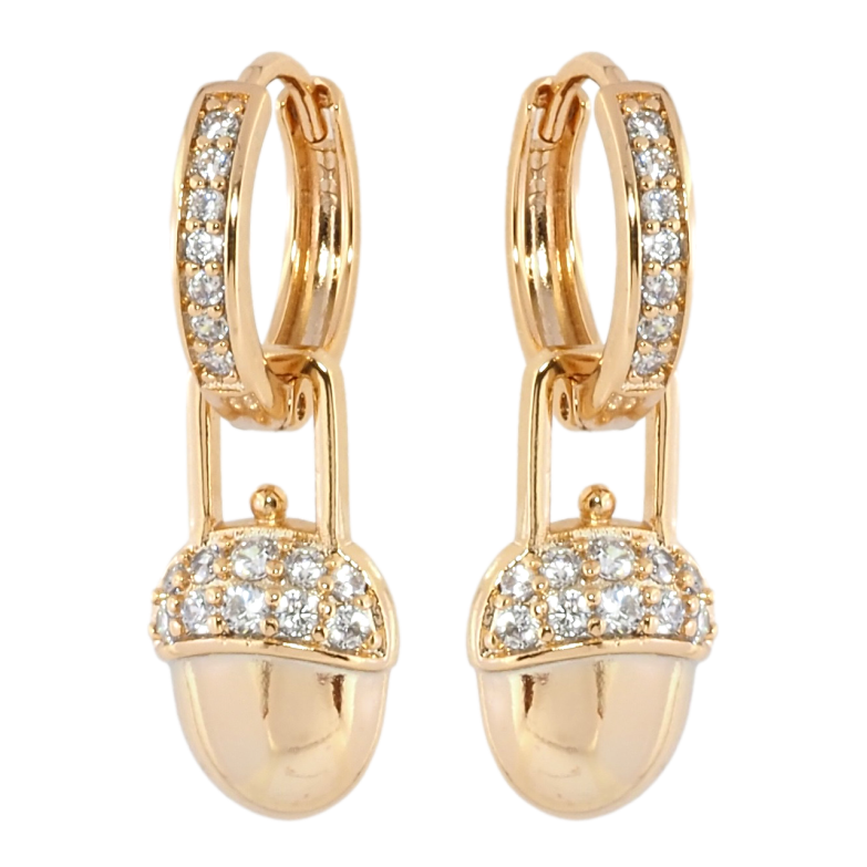 Сережки Xuping Позолота 18K підвіски на колечках Жолуді 2 в 1 фото №1 Сережки Xuping Позолота 18K підвіски на колечках Жолуді 2 в 1 фото №1