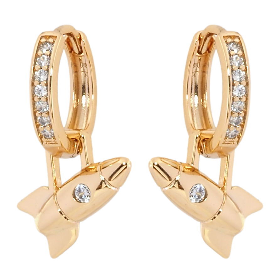 Серьги Xuping Позолота 18K подвески на колечках Ракеты 2 в 1 фото №1 Серьги Xuping Позолота 18K подвески на колечках Ракеты 2 в 1 фото №1