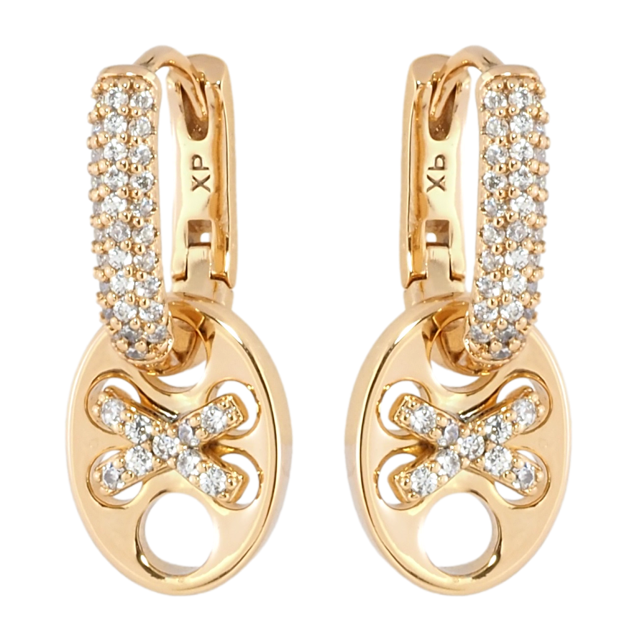 Серьги Xuping Позолота 18K подвески на колечках Овальные подвески с инкрустацией цирконием 2 в 1 фото №1