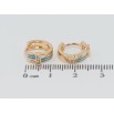Сережки Xuping Позолота 18K колечка Візерунок зі смугами блакитної емалі та доріжками цирконію фото №2