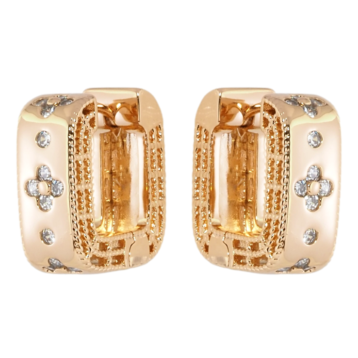 Серьги Xuping Позолота 18K колечки Квадратные с цветочным узором фото №10 Серьги Xuping Позолота 18K колечки Квадратные с цветочным узором фото №10