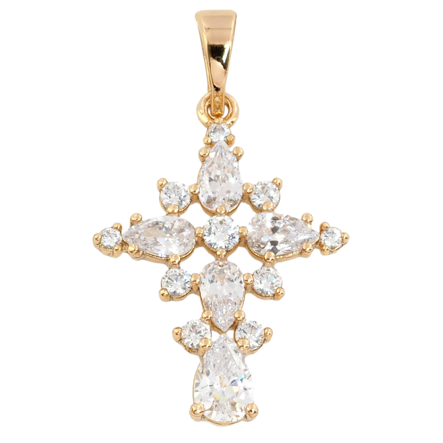 Кулон Xuping Позолота 18K Кришталевий Хрест для ланцюжка до 5мм фото №1 Кулон Xuping Позолота 18K Кришталевий Хрест для ланцюжка до 5мм фото №1