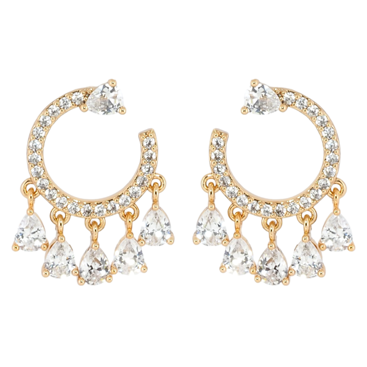 Серьги Xuping Позолота 18K пусеты Кристальные подвески фото №11 Серьги Xuping Позолота 18K пусеты Кристальные подвески фото №11