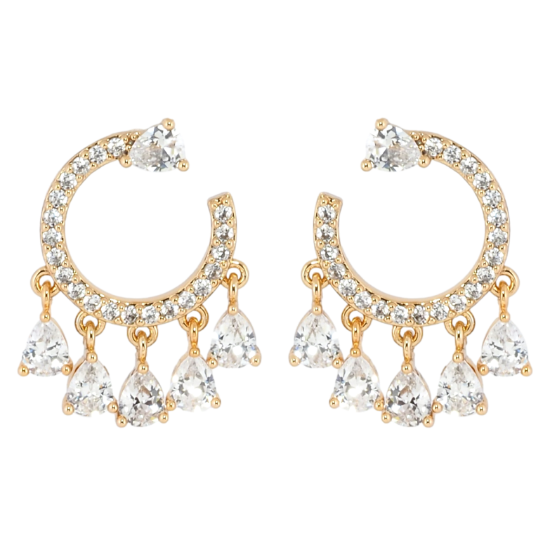 Серьги Xuping Позолота 18K пусеты Кристальные подвески фото №15