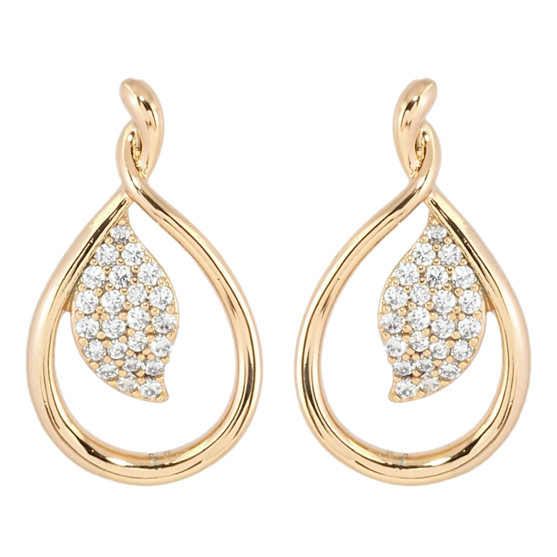 Серьги Xuping Позолота 18K пусеты Петельки с листиками фото №1 Серьги Xuping Позолота 18K пусеты Петельки с листиками фото №1