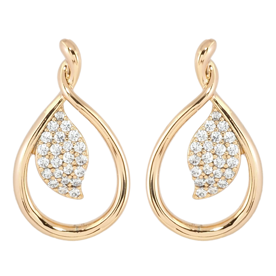 Серьги Xuping Позолота 18K пусеты Петельки с листиками фото №1 Серьги Xuping Позолота 18K пусеты Петельки с листиками фото №1