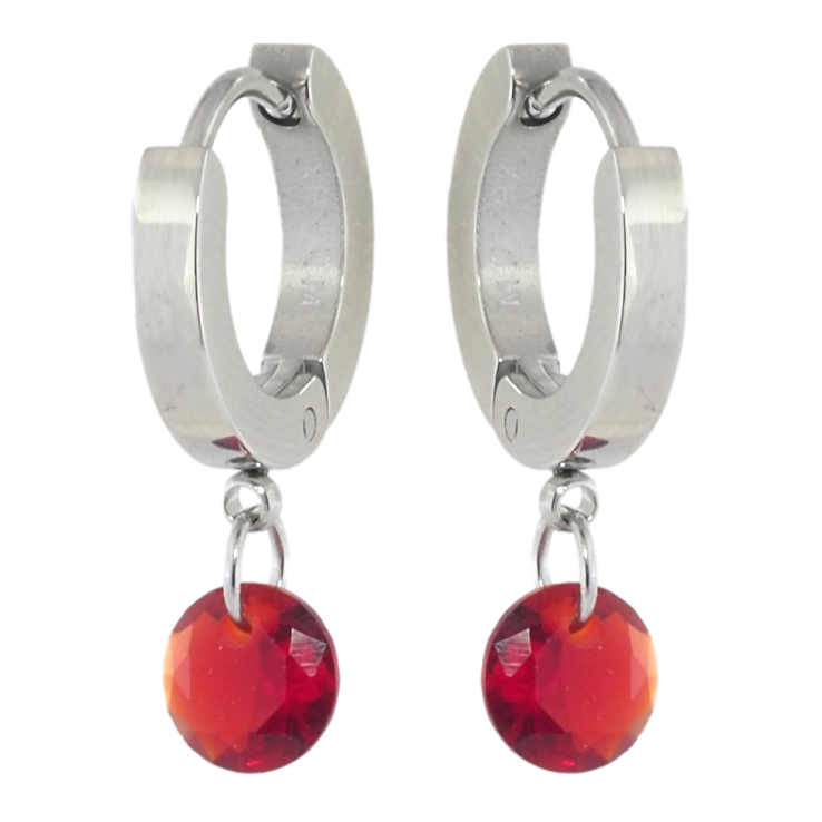 Серьги Xuping TTM Stainless Steel цвет Родий подвески на колечках Красные кристаллы ø 6мм фото №6 Серьги Xuping TTM Stainless Steel цвет Родий подвески на колечках Красные кристаллы ø 6мм фото №6