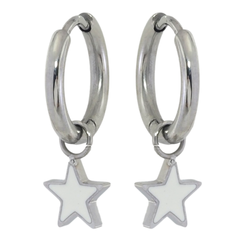 Сережки Xuping TTM Stainless Steel колір Родій підвіски на колечках Зірочки з білою емаллю 2 в 1 фото №17 Сережки Xuping TTM Stainless Steel колір Родій підвіски на колечках Зірочки з білою емаллю 2 в 1 фото №17