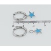 Серьги Xuping TTM Stainless Steel цвет Родий подвески на колечках Звездочки с голубой эмалью 2 в 1 фото №3